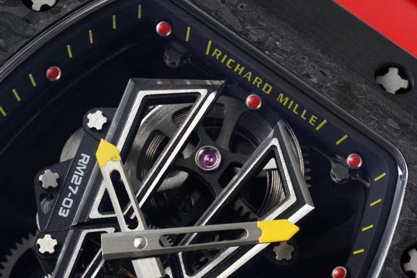 Réplique RM 27-03 Rafael Nadal Tourbillon Noir Bracelet caoutchouc rouge – Image 4