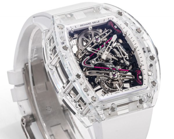 RM38-02 Richard Mille Tourbillon Mouvement Édition Cristal Bracelet caoutchouc blanc – Image 5