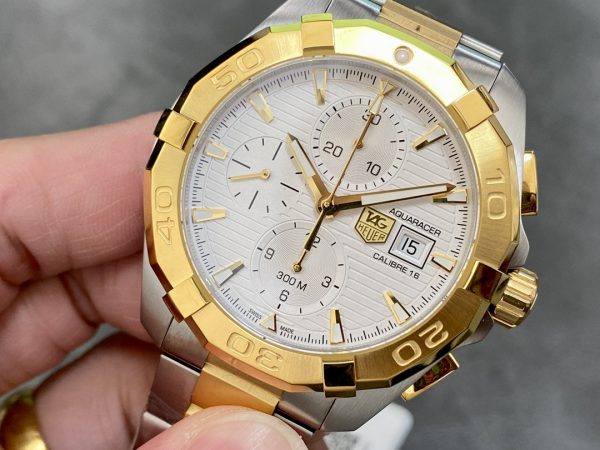 Tag Heuer Aquaracer Chronographe CAY2121.BB0923 43mm Or/Argent – Image 5