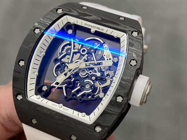 Richard Mille RM055 NTPT Fibre de carbone Bracelet caoutchouc blanc – Image 3