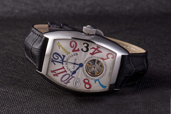 Franck Muller Casablanca Bracelet Cuir Croco Noir Cadran Blanc 80280 – Image 5