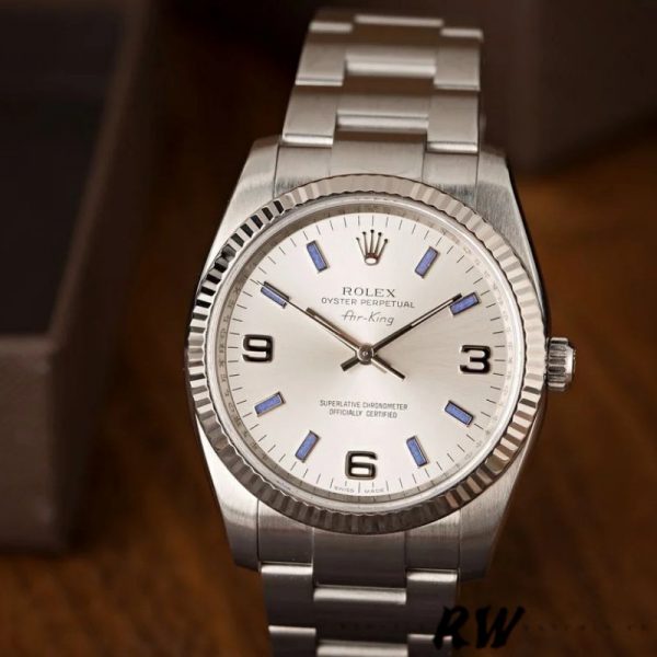 Rolex Oyster Perpetual Air-King 114234 Index Bleu Cadran Argent 34mm Réplique Unisexe – Image 2