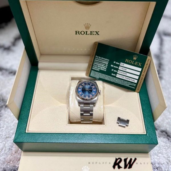 Rolex Oyster Perpetual Air-King 114234 Cadran Bleu Acier Oyster 34mm Réplique Unisexe – Image 5