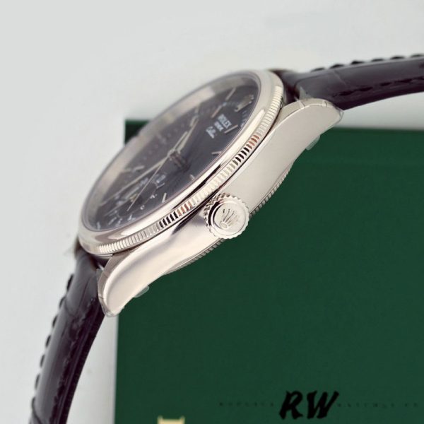 Rolex Cellini Dual Time 50529 Cadran Noir Bracelet Cuir Brun 39mm Montre Réplique Homme – Image 2