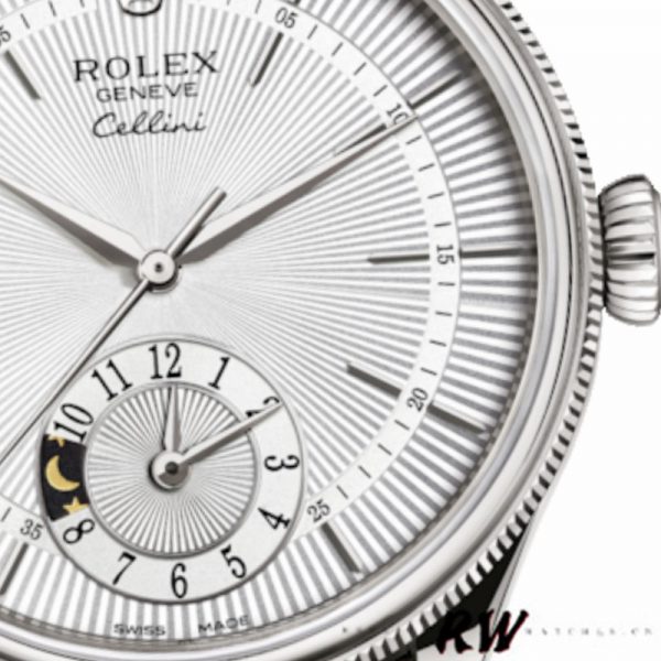 Rolex Cellini Dual Time 50529 Cadran Argent Bracelet Brun 39mm Montre Réplique Homme – Image 3
