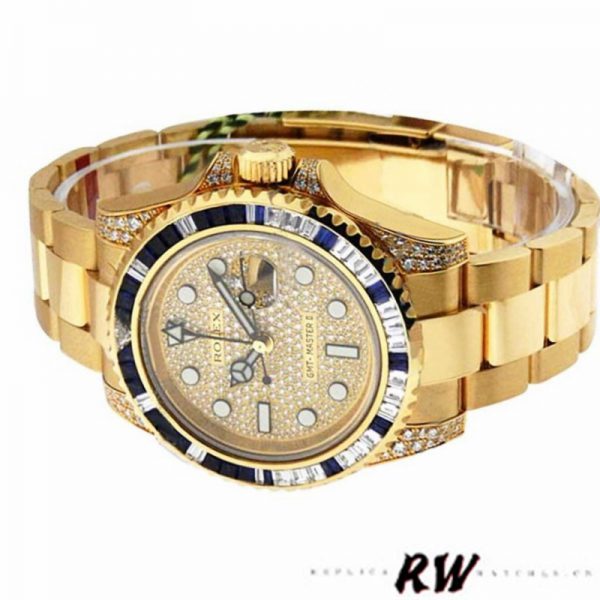 Rolex GMT-Master II 116758 Or Jaune Cadran Pavé 40mm Montre Réplique Homme – Image 2