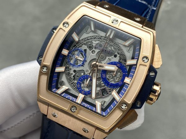 Hublot Spirit of Big Bang Chronographe King Gold Bracelet Cuir Bleu Homme 641.OX.7180.LR – Image 5