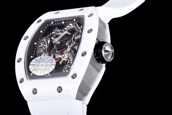Richard Mille RM 057 NTPT Fibre de Carbone Bracelet Caoutchouc Blanc – Image 4