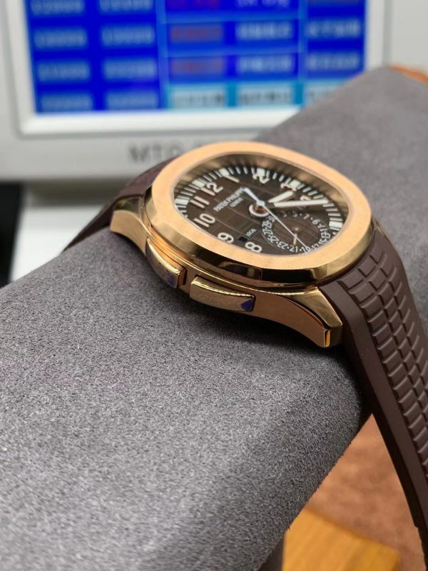 Réplique Patek Philippe Aquanaut 5164R 001 Heure de Voyage Or Rose Montre Homme – Image 5