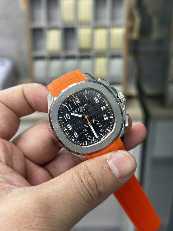 Réplique Patek Philippe Aquanaut 5968A 001 Chronographe Bracelet Caoutchouc Orange 42mm – Image 6