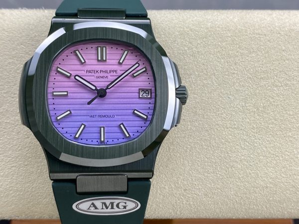 Patek Philippe Nautilus Bracelet Vert Cadran Violet 5711 Montre 40MM – Image 4