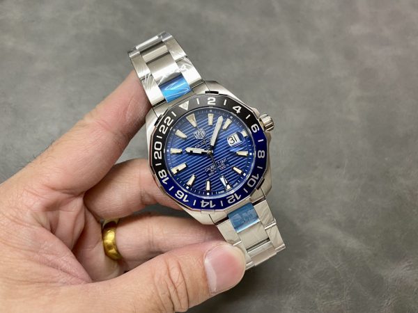 Tag Heuer Aquaracer Automatique GMT Acier WAY201T.BA0927 Bleu 43mm – Image 6