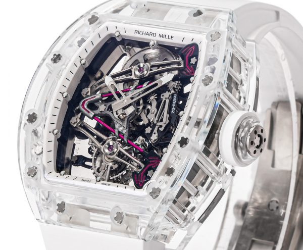 RM38-02 Richard Mille Tourbillon Mouvement Édition Cristal Bracelet caoutchouc blanc – Image 6