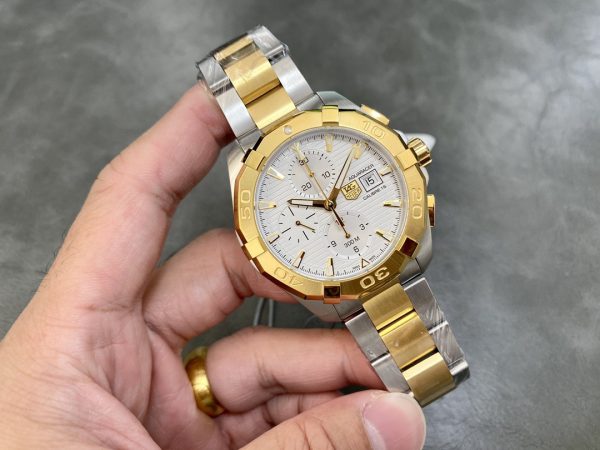 Tag Heuer Aquaracer Chronographe CAY2121.BB0923 43mm Or/Argent – Image 6