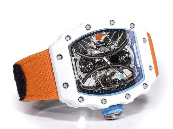 Richard Mille RM053-01 Pablo MacDonough Cadran squelette Bracelet tissu orange – Image 3