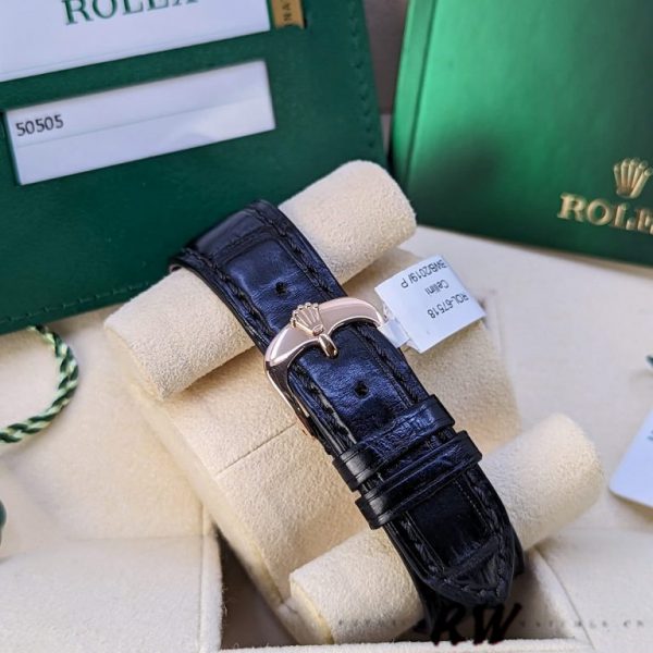 Rolex Cellini Time 50505 Bracelet Cuir Noir Cadran Blanc 39mm Montre Réplique Homme – Image 2