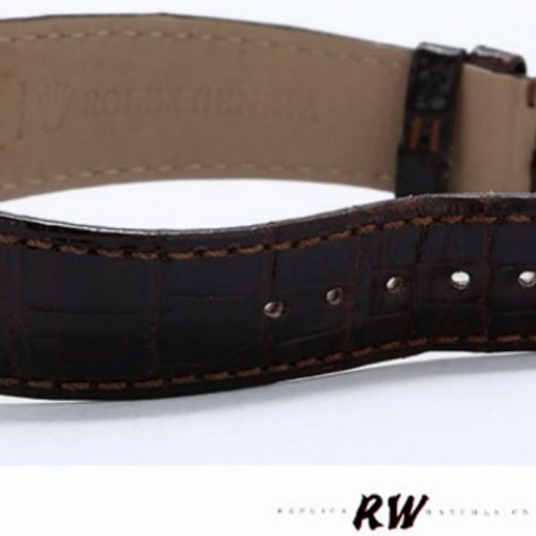 Rolex Cellini Dual Time 50529 Cadran Noir Bracelet Cuir Brun 39mm Montre Réplique Homme – Image 6