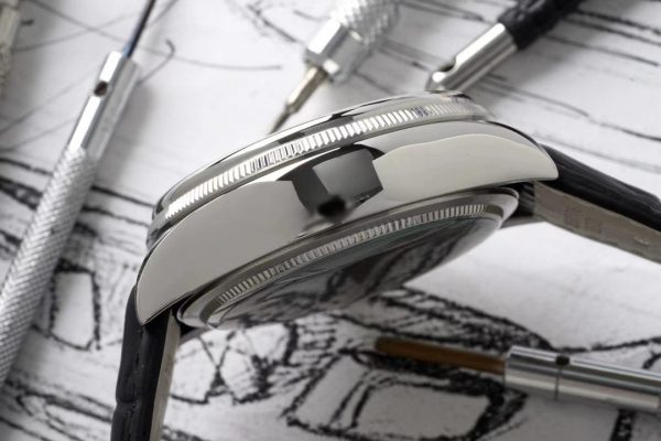 Rolex Cellini Dual Time 50529 Cadran Soleil Argent Bracelet Cuir Brun 39mm Montre Réplique Homme – Image 4
