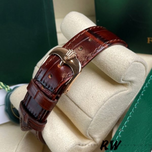 Rolex Cellini Time 50505 Bracelet Cuir Brun Cadran Noir 39mm Montre Réplique Homme – Image 2