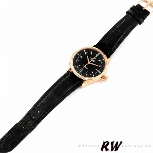 Rolex Cellini Time 50505 Bracelet Cuir Noir Cadran Noir 39mm Montre Réplique Homme – Image 2