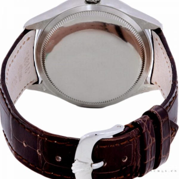 Rolex Cellini Date 50519 Bracelet Cuir Brun Cadran Noir 39mm Montre Réplique Homme – Image 2