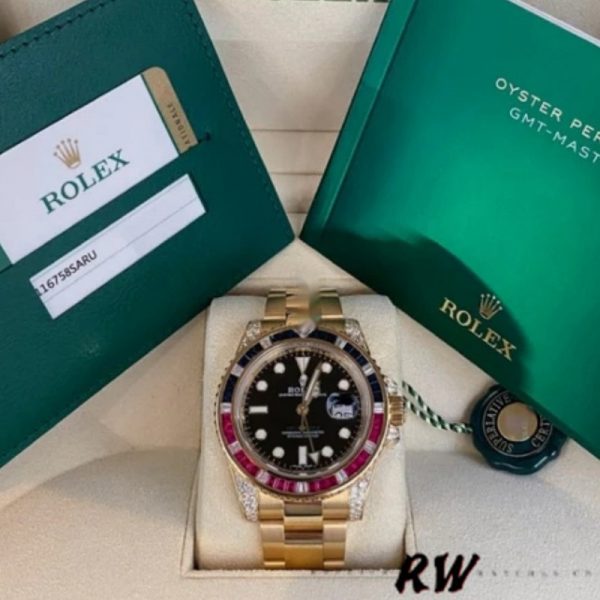 Rolex GMT-Master II 116758 Bracelet Oyster Cadran Noir Diamants 40mm Montre Réplique Homme – Image 2