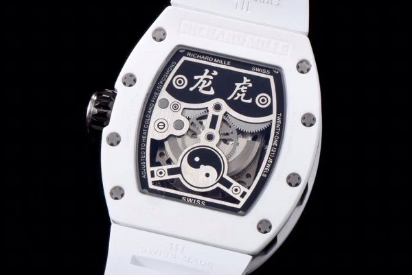 Richard Mille RM 057 NTPT Fibre de Carbone Bracelet Caoutchouc Blanc – Image 3