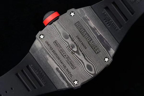 Réplique RM 27-03 Rafael Nadal Tourbillon Noir Bracelet caoutchouc noir – Image 7