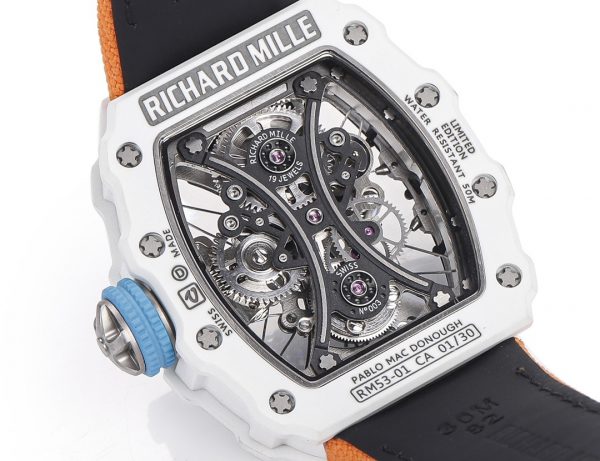 Richard Mille RM053-01 Pablo MacDonough Cadran squelette Bracelet tissu orange – Image 7