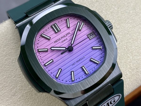 Patek Philippe Nautilus Bracelet Vert Cadran Violet 5711 Montre 40MM – Image 7