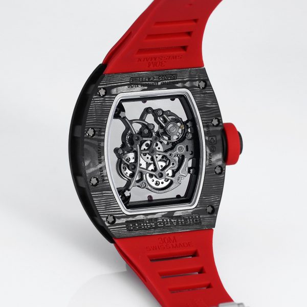 Richard Mille RM 055 NTPT Fibre de carbone Bracelet caoutchouc rouge – Image 8