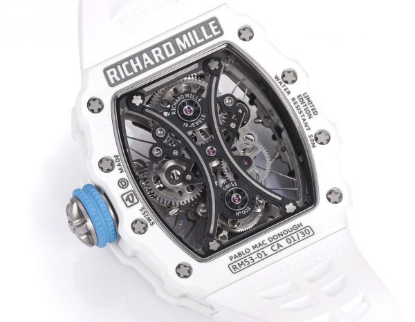 Richard Mille RM053-01 Pablo MacDonough Cadran squelette Bracelet caoutchouc blanc – Image 8