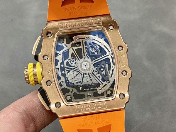 Richard Mille RM11-03 Bracelet caoutchouc orange Chronographe Flyback Automatique – Image 6