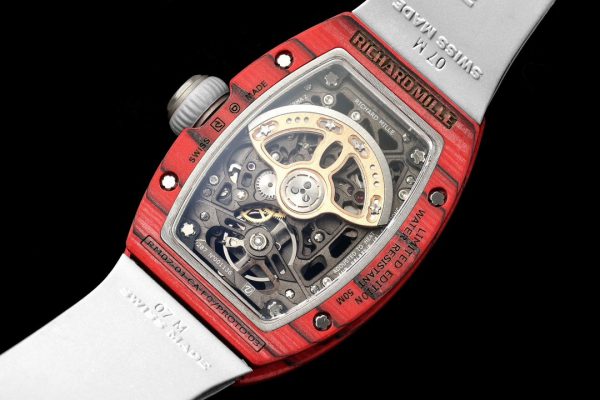 Richard Mille RM07-01 Racing Rouge Carbone Bracelet caoutchouc blanc 46mm Montre Femme – Image 8