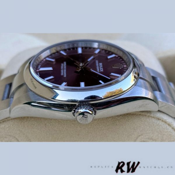 Rolex Oyster Perpetual Air-King 114200 Cadran Index Rouge Raisin 34mm Réplique Unisexe – Image 3