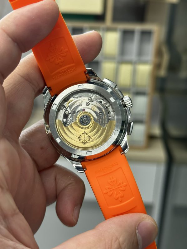 Réplique Patek Philippe Aquanaut 5968A 001 Chronographe Bracelet Caoutchouc Orange 42mm – Image 3