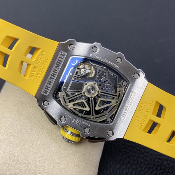 Richard Mille RM 11 03 Titane Cadran squelette Bracelet jaune – Image 8