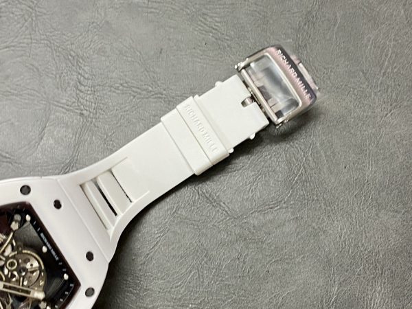 Richard Mille RM 055 RMUL2 NTPT Fibre de carbone Marque noire Bracelet caoutchouc blanc – Image 8