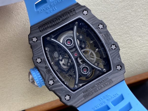Richard Mille RM 53-01 Tourbillon Pablo Mac Donough Bracelet caoutchouc bleu – Image 8