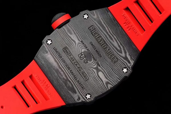 Réplique RM 27-03 Rafael Nadal Tourbillon Noir Bracelet caoutchouc rouge – Image 8