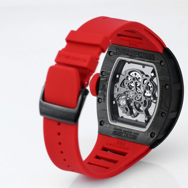 Richard Mille RM 055 NTPT Fibre de carbone Bracelet caoutchouc rouge – Image 9