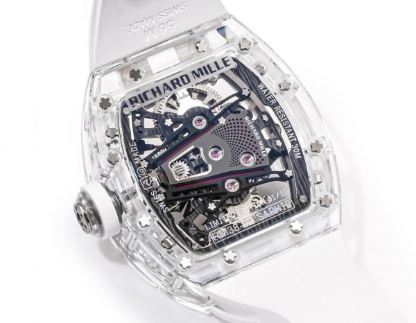 RM38-02 Richard Mille Tourbillon Mouvement Édition Cristal Bracelet caoutchouc blanc – Image 9