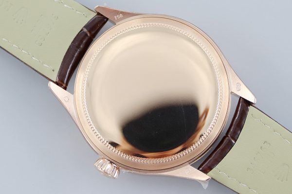 Rolex Cellini Date Or Rose Bracelet Cuir Crocodile Cadran Argent 50515 39mm Montre Réplique Homme – Image 2