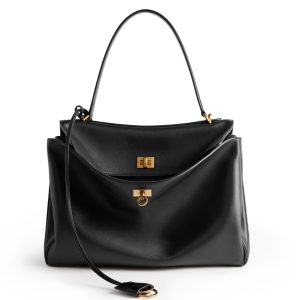 Sac Balenciaga Rodeo taille moyenne en cuir de veau noir