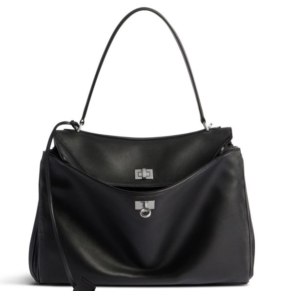 Sac Balenciaga Rodeo taille moyenne en cuir de veau noir
