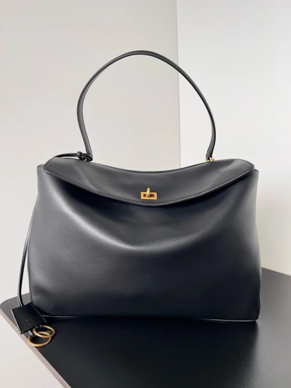 Sac Balenciaga Rodeo Grand modèle en cuir de veau noir – Image 10
