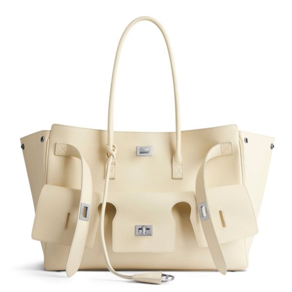 Sac Balenciaga Bel Air Carry All taille moyenne en cuir de veau beige