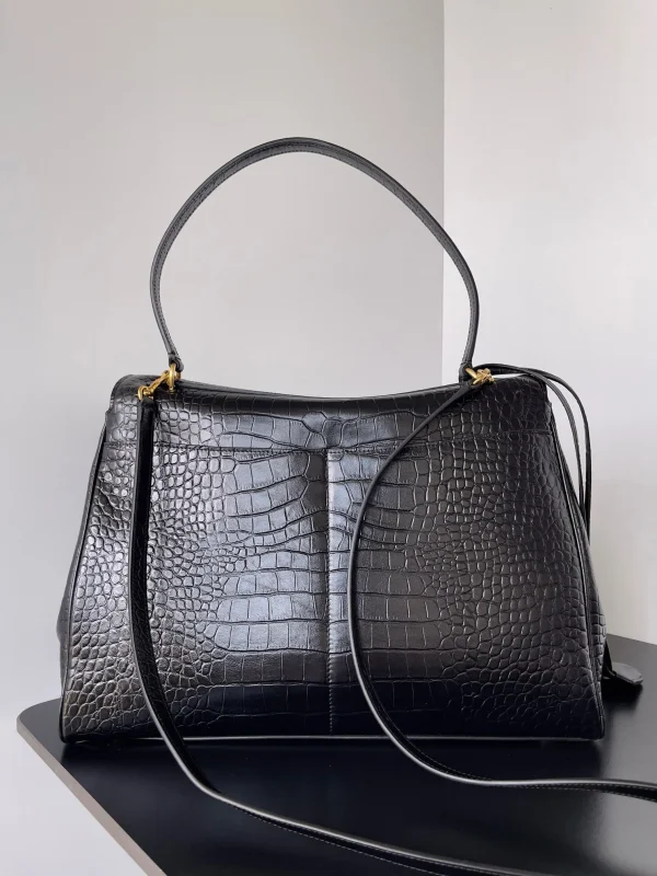 Sac Balenciaga Rodeo Grand modèle en cuir de veau embossé crocodile noir – Image 6