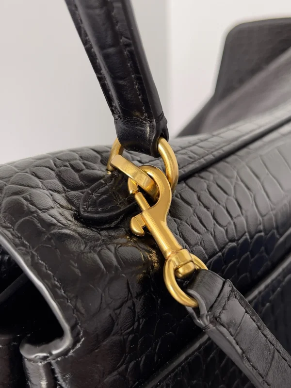 Sac Balenciaga Rodeo Grand modèle en cuir de veau embossé crocodile noir – Image 2