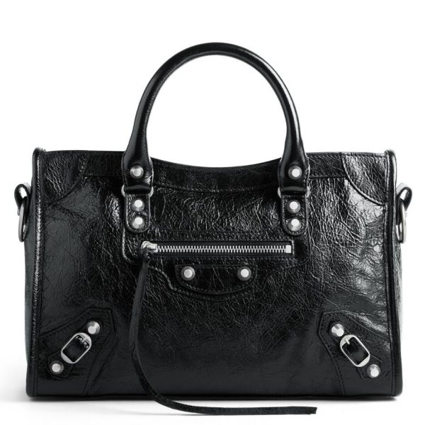 Petit sac Balenciaga Le City en cuir d’agneau Arena noir